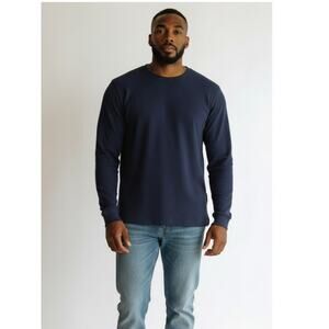Junction West Thermal Shirt Cotton Navy Blue Solid Long Sleeve Men's XXLarge